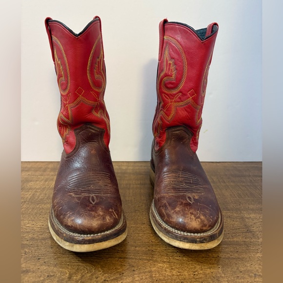 Double H Western Boots Cowboy Style 3390 Red women’s 7.5 M round toe cl - Picture 3 of 12